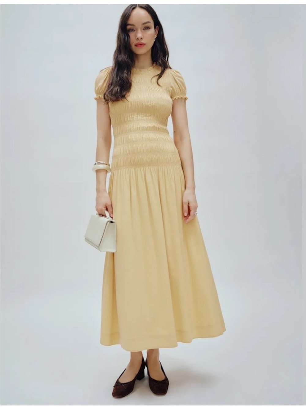 Reformation Kiria Midi Dress Butter Yellow
